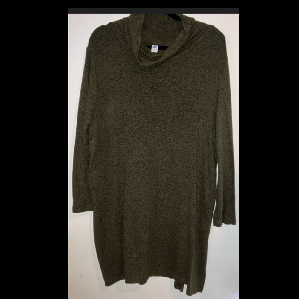 Old Navy Plush Turtleneck / Cowl Neck Tunic - Heathered Olive Green XXL